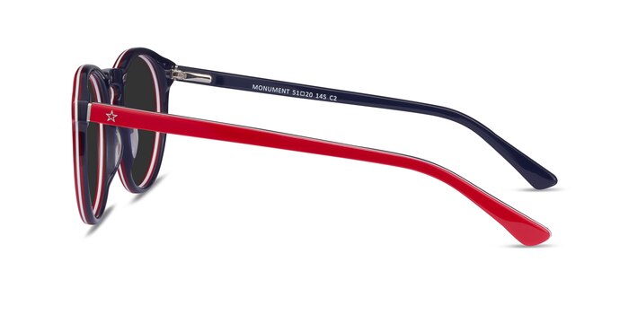 Monument Red & Navy Acetate Sunglass Frames from EyeBuyDirect