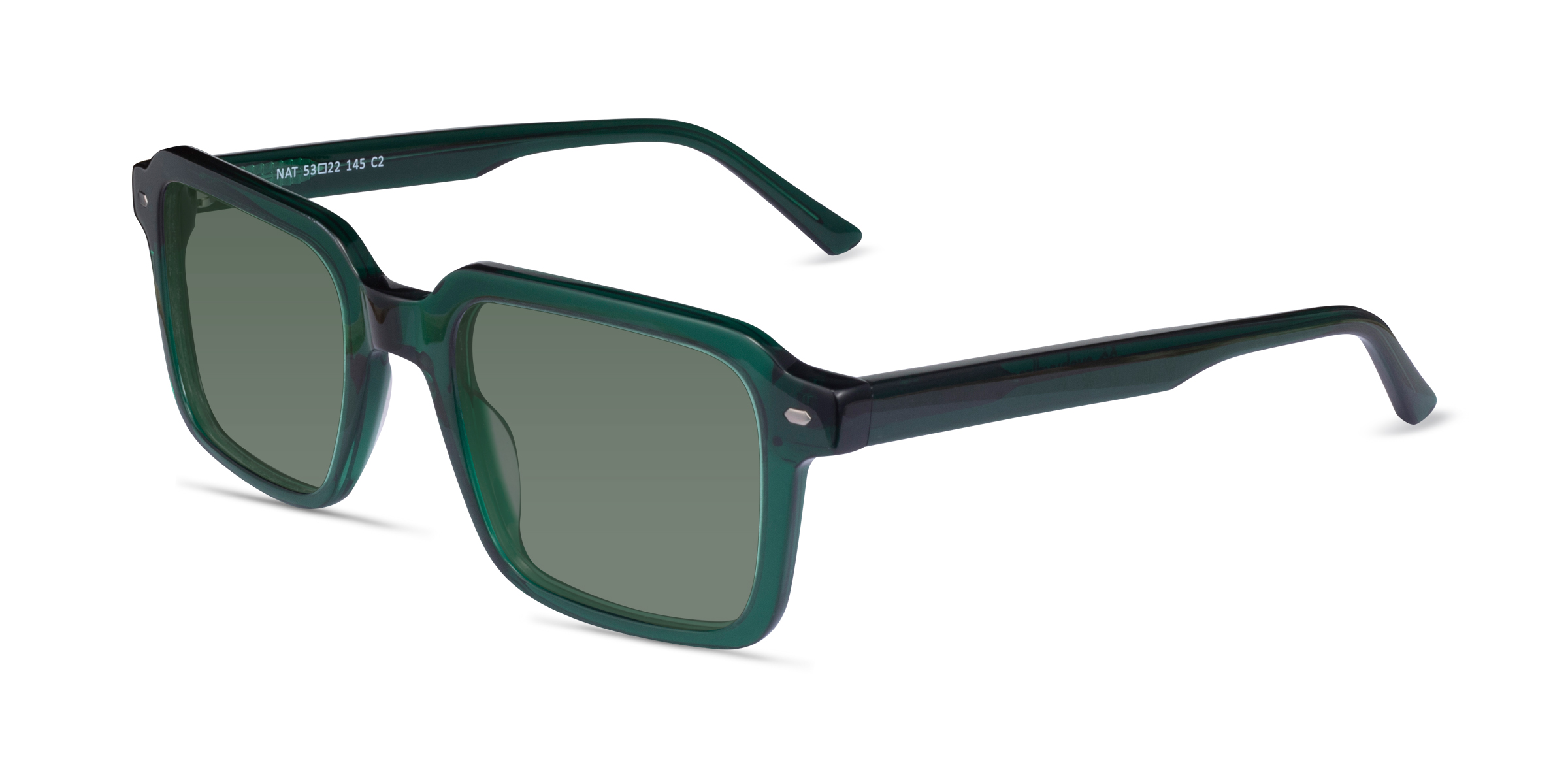 Nat - Square Crystal Dark Green Frame Prescription Sunglasses ...