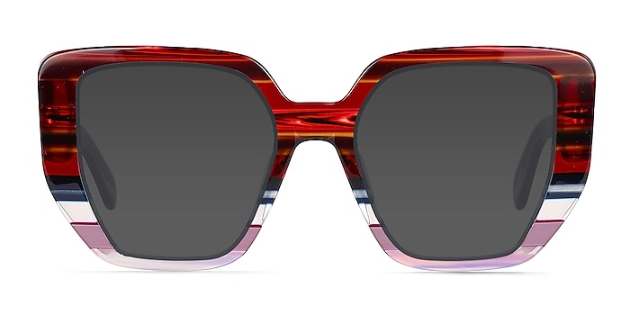 Glowing Purple Striped Acetate Sunglass Frames from EyeBuyDirect