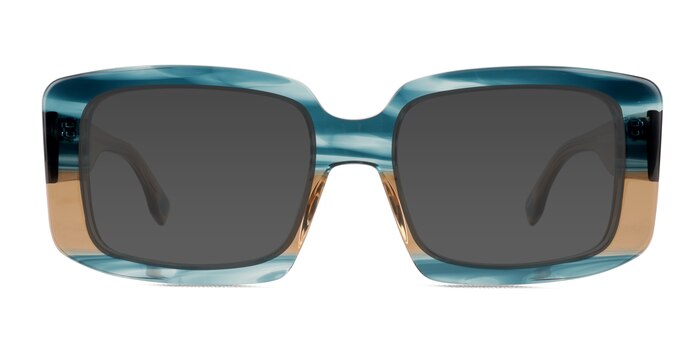 Colby Striped Blue Brown Acetate Sunglass Frames from EyeBuyDirect