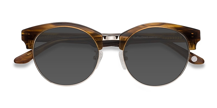 Brown Striped Starlet -  Acetate Sunglasses