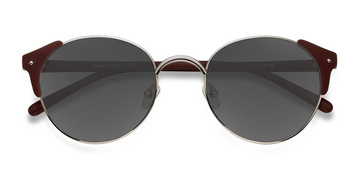 Silver Burgundy Miaou -  Vintage Metal Sunglasses