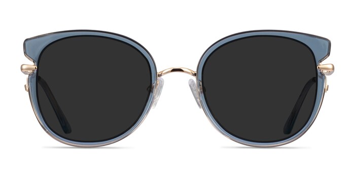 Fascination Clear Blue Gold Acetate Sunglass Frames from EyeBuyDirect