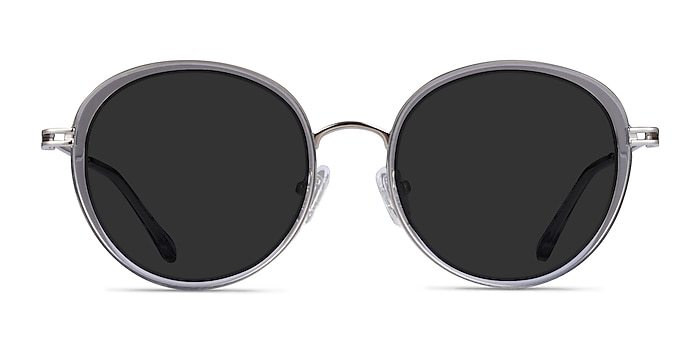 Nagano Clear Gray Silver Acetate Sunglass Frames from EyeBuyDirect