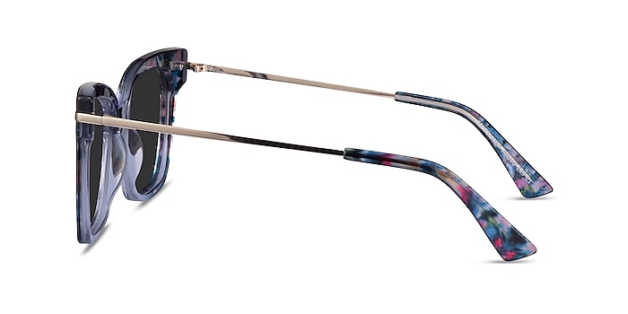 September Clear Blue Floral Gold Acetate Sunglass Frames from EyeBuyDirect