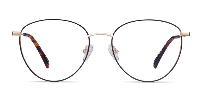 Lila Black & Gold Titanium Eyeglass Frames from EyeBuyDirect