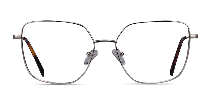 Bessie Silver Titanium Eyeglass Frames from EyeBuyDirect