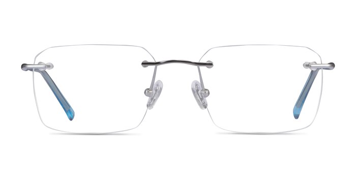 Nate Silver Clear Blue Titanium Eyeglass Frames from EyeBuyDirect