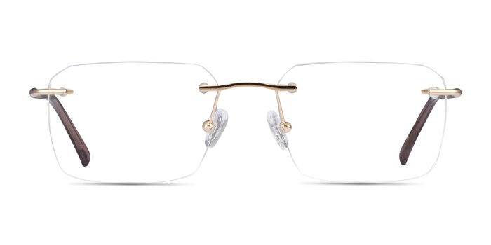 Nate Gold Brown Titane Montures de lunettes de vue d'EyeBuyDirect