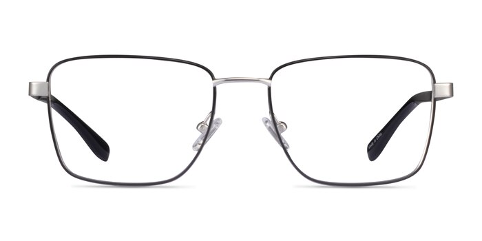 Bolton Silver Black Titanium Eyeglass Frames from EyeBuyDirect