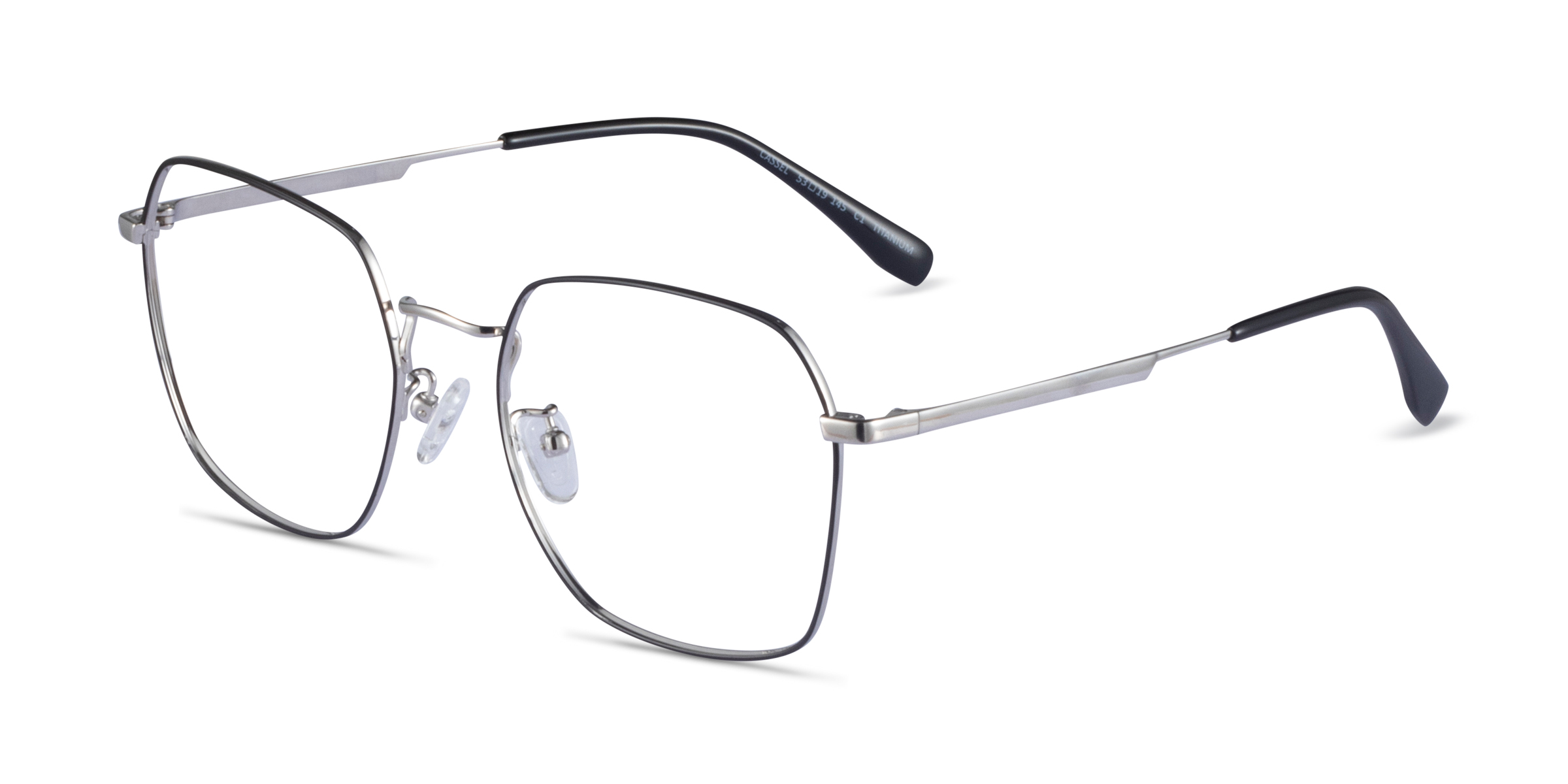 Cassel Square Black Silver Full Rim Eyeglasses | Eyebuydirect Canada