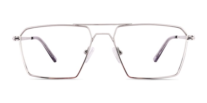 Boreas Shiny Silver Titanium Eyeglass Frames from EyeBuyDirect