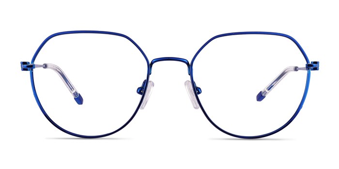 Zeus Shiny Blue Titanium Eyeglass Frames from EyeBuyDirect