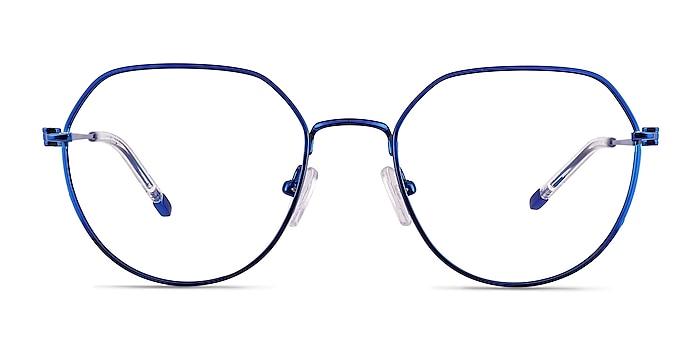 Zeus Shiny Blue Titanium Eyeglass Frames from EyeBuyDirect