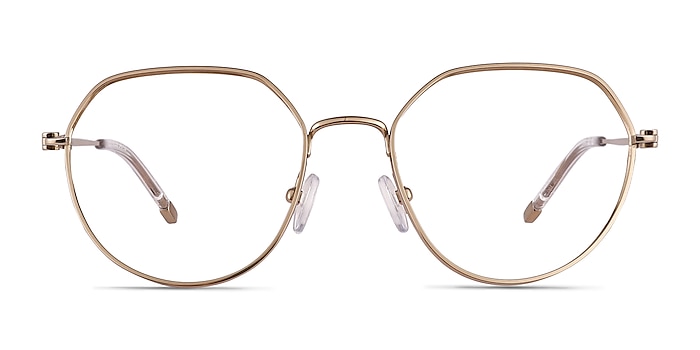Zeus Shiny Gold  Titanium Eyeglass Frames from EyeBuyDirect