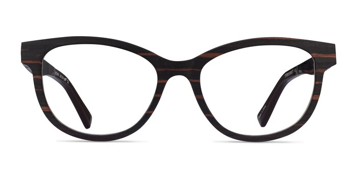 Botany Striped Dark Wood Eco-friendly Eyeglass Frames from EyeBuyDirect