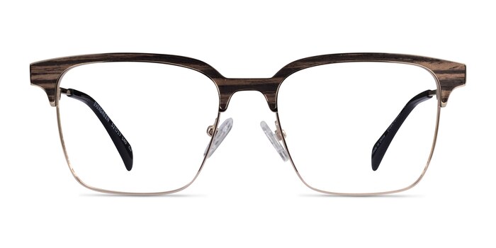 Evergreen Gold & Striped Wood Éco-responsable Montures de lunettes de vue d'EyeBuyDirect