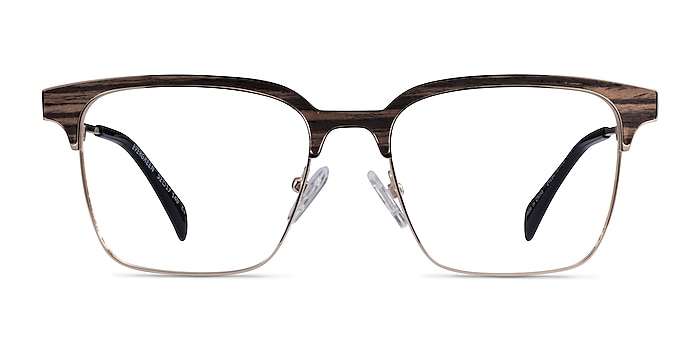 Evergreen Gold & Striped Wood Wood-texture Montures de lunettes de vue d'EyeBuyDirect