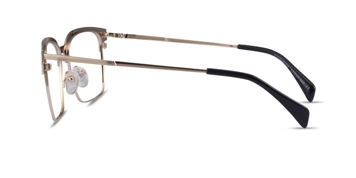 Evergreen Gold & Striped Wood Eco-friendly Eyeglass Frames from EyeBuyDirect