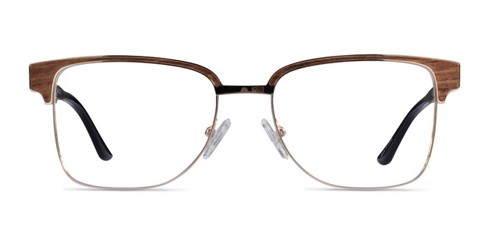 Biome Gold, Black & Light Wood Acétate Montures de lunettes de vue d'EyeBuyDirect