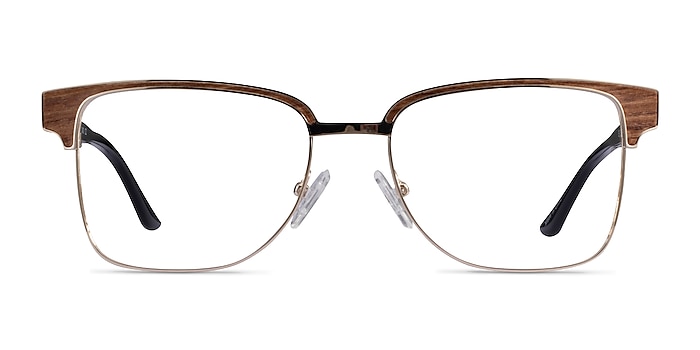 Biome Gold, Black & Light Wood Acetate Eyeglass Frames from EyeBuyDirect