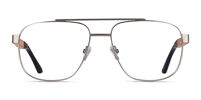 Miramar Matte Silver Wood-texture Montures de lunettes de vue d'EyeBuyDirect