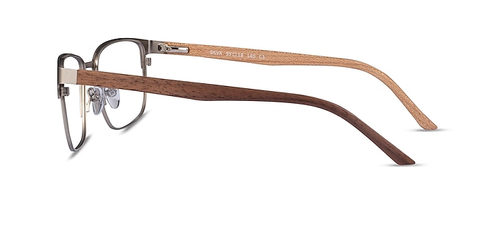 Silva Matte Silver Wood-texture Eyeglass Frames from EyeBuyDirect
