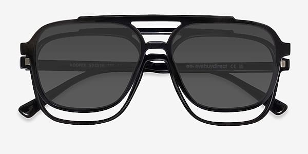 Black Hooper Clip-On - Plastic Eyeglasses Black Hooper Clip-On - Plastic Eyeglasses