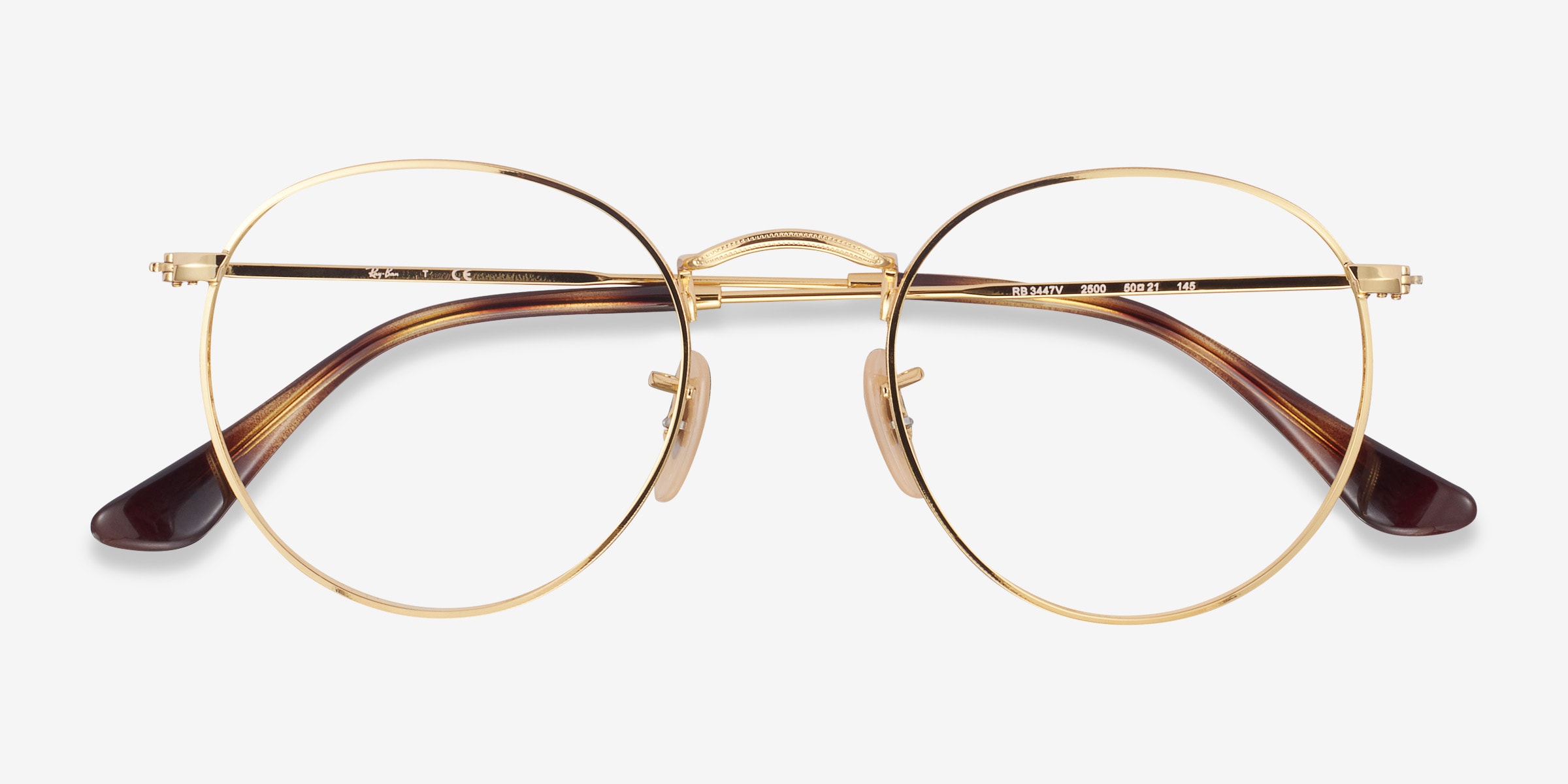 Ray Ban RB3447V Round Round Gold Frame Eyeglasses Eyebuydirect