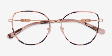 Rose Gold Pink Tortoise Michael Kors MK3066J Empire Round -  Metal Eyeglasses