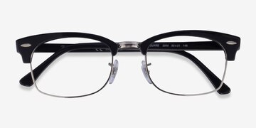Black & Silver Ray-Ban Clubmaster Square -  Acetate Eyeglasses