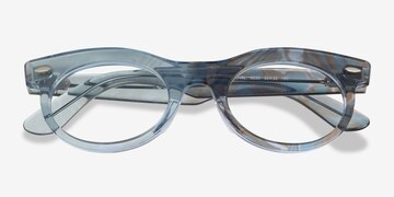 Photo Waves Azure Ray-Ban RB2242V Wayfarer Oval Change -  Plastic Eyeglasses