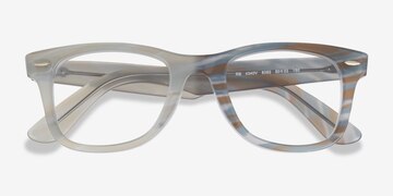 Photo Striped Light Blue Ray-Ban Wayfarer Ease Change -  Plastic Eyeglasses