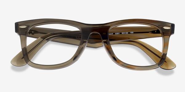 Photo Striped Gray Ray-Ban RB5121F -  Acetate Eyeglasses