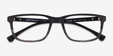 Matte Black Striped Gray Emporio Armani EA3098 -  Acetate Eyeglasses