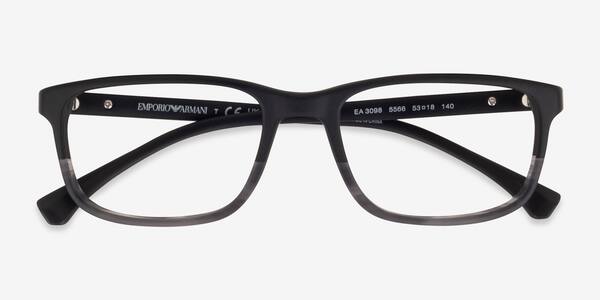 Matte Black Striped Gray Emporio Armani EA3098 -  Acetate Eyeglasses