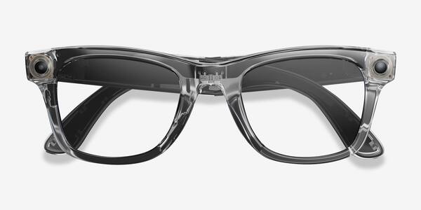 Shiny Transparent Gray Ray-Ban Meta Wayfarer (Gen 2) -  Plastic Ai-glasses