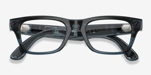 Polished Transparent Ocean Blue Ray-Ban Meta (Gen 2) Blayzer Optics -  Plastic Ai-glasses
