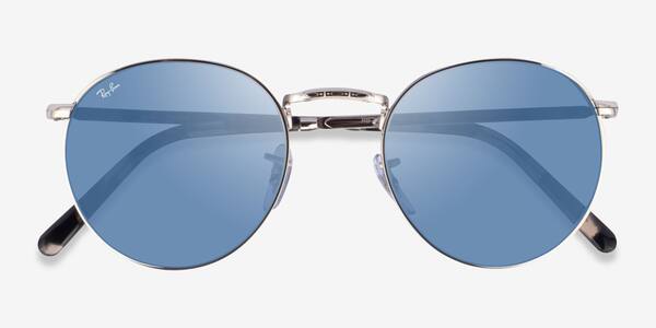 Argenté Ray-Ban RB3637 New Round -  Métal Lunettes de soleil