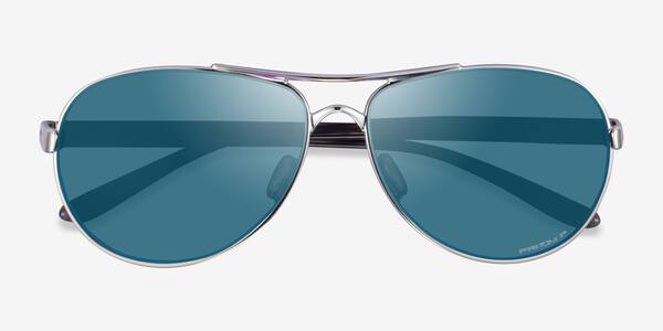 Silver Polished Black Oakley Feedback -  Métal Sunglasses