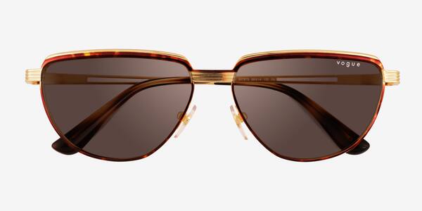 Tortoise Gold Vogue Eyewear VO4235S -  Metal Sunglasses