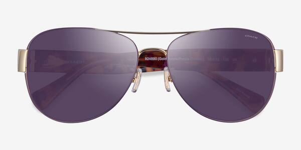 Purple Gold Coach HC7059 L138 -  Métal Sunglasses