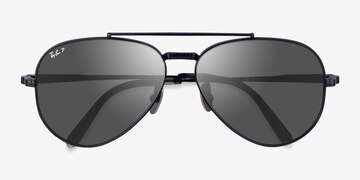 Shiny Black Ray-Ban RB8225 Aviator -  Titanium Sunglasses