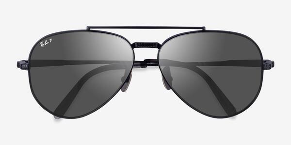 Shiny Black Ray-Ban RB8225 Aviator -  Titanium Lunettes de soleil