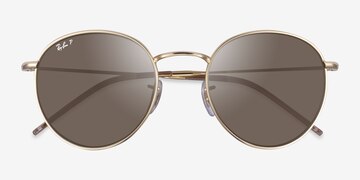 Gold Ray-Ban Round Reverse -  Metal Sunglasses