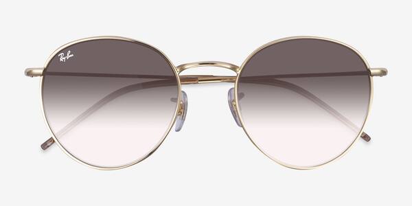 Light Gold Ray-Ban Round Reverse -  Metal Sunglasses