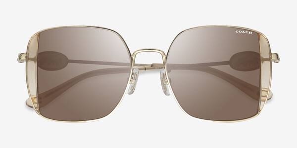 Shiny Light Gold Coach HC7177B Cad72 -  Metal Sunglasses