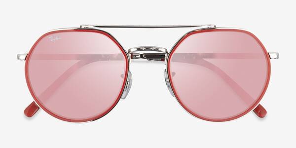Silver Red Ray-Ban RB3765 -  Metal Sunglasses