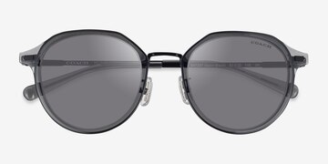 Satin Black Coach HC7183 CBZ97 -  Métal Lunettes de soleil