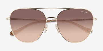 Shiny Light Gold Coach HC7182 CBZ89 -  Métal Lunettes de soleil